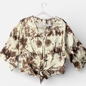 🐣Blu Pepper Brown and Cream Tie-Dye Blouse